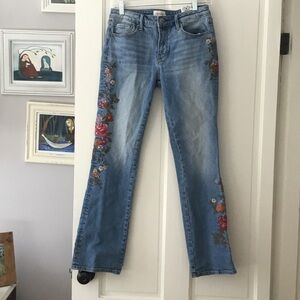 DRIFTWOOD Floral Embroidered Straight Leg Jeans